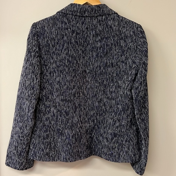 Tahari Black Heathered Purple w Faux Leather Piping & 1 Button Blazer | 8P | EUC - Picture 7 of 9